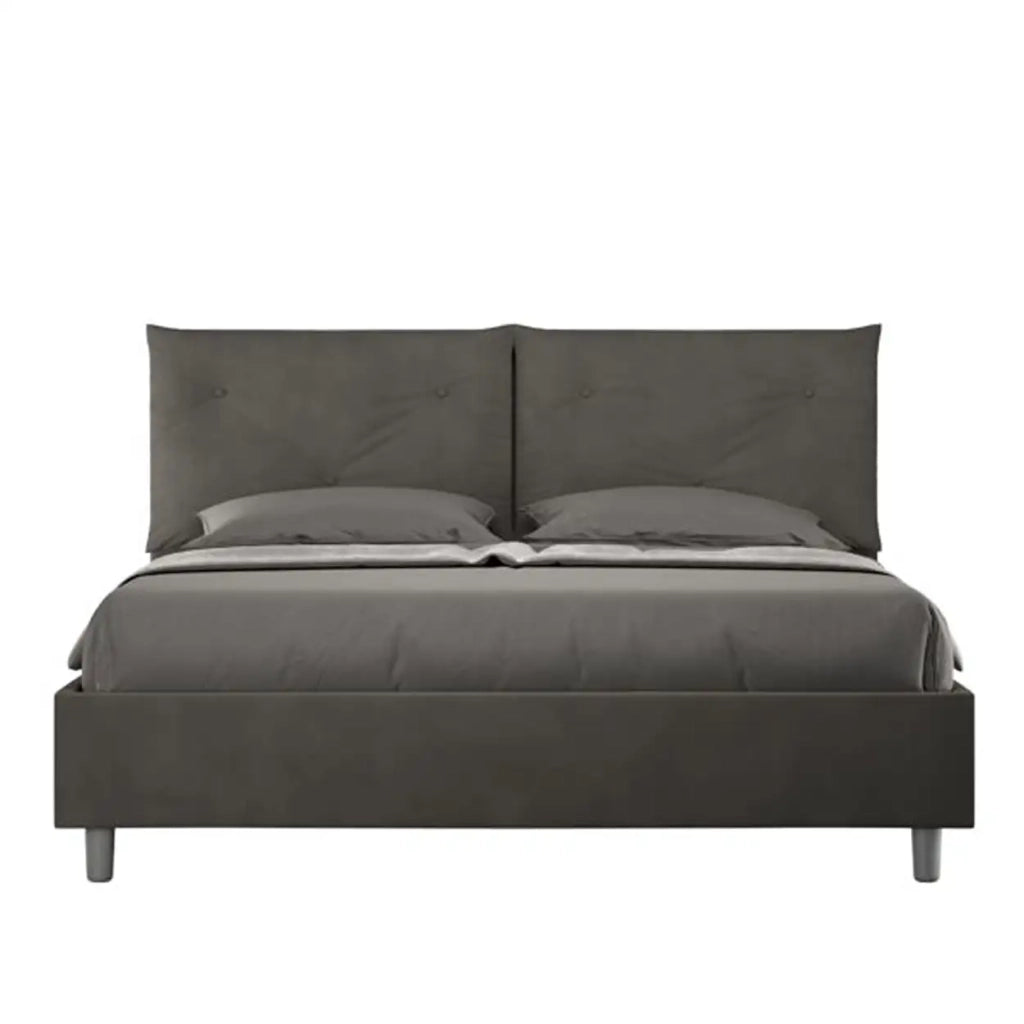 Letto matrimoniale con rete imbottito 160x190 microfibra grigio Appia