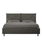 Letto matrimoniale con rete imbottito 160x190 microfibra grigio Appia