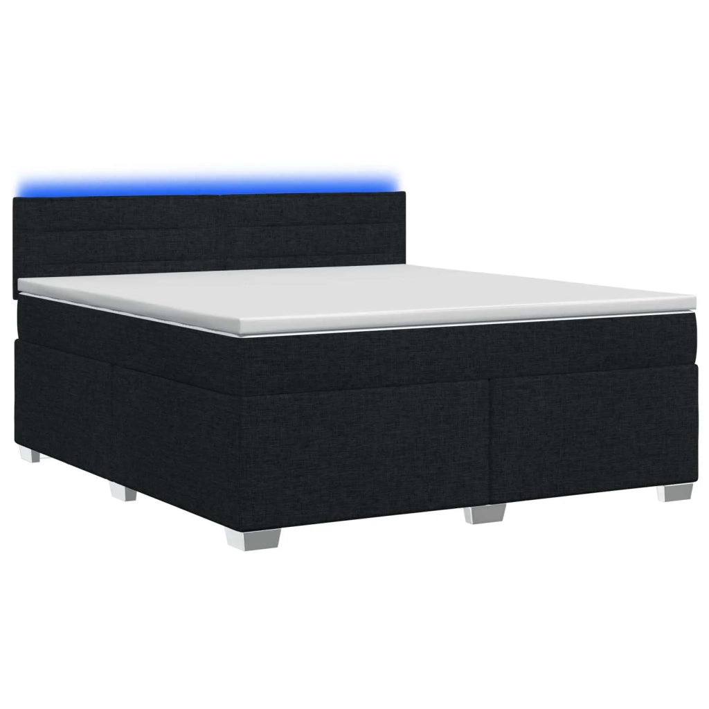 Letto con Box Spring, Materasso e LED Nero 160 x 200 cm Tessuto 3451975