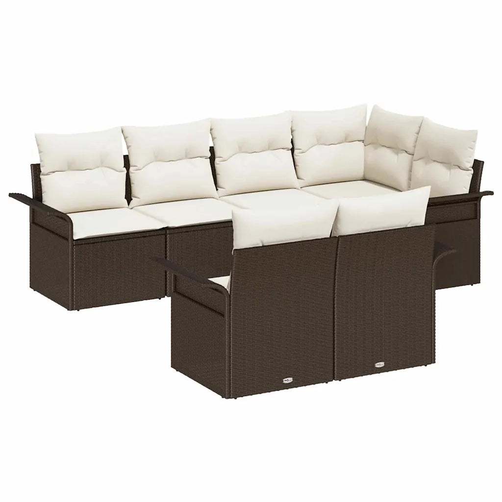Set Divano da Giardino con cuscino 7 pcs Marrone polyrattan 3345398