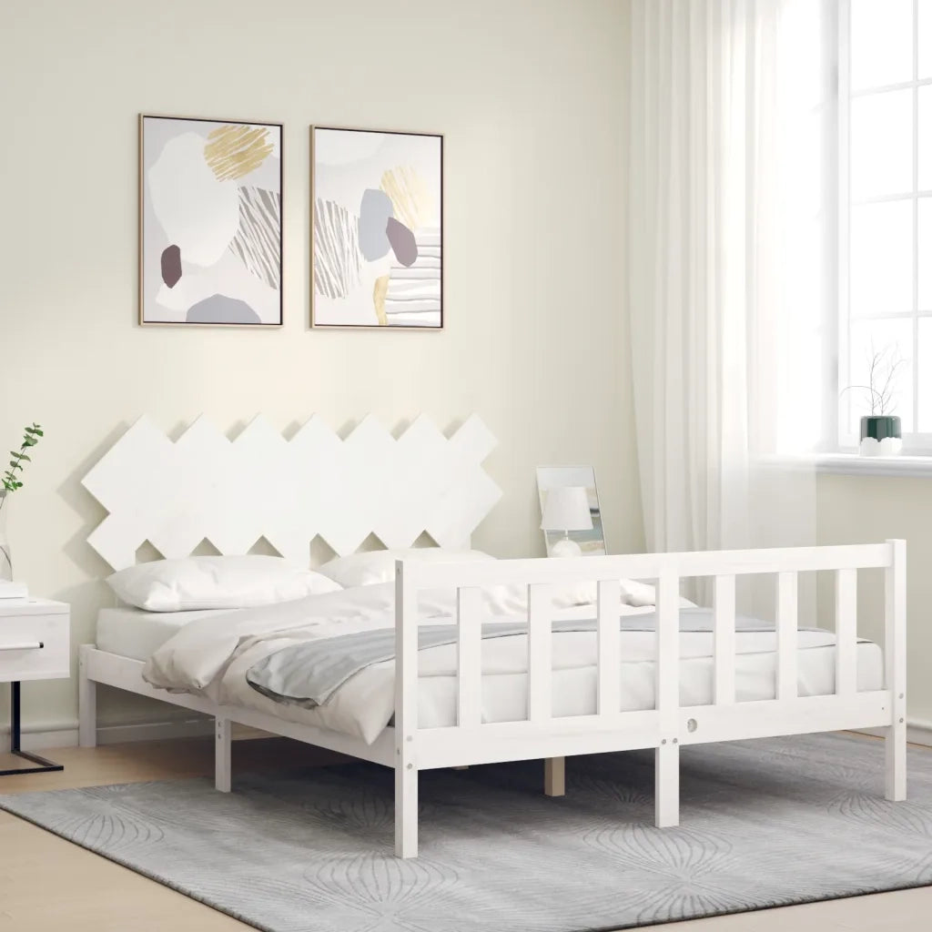 Letto senza Materasso-Struttura Letto Bianco 140x190 cm Legno Massello di Pino 306214