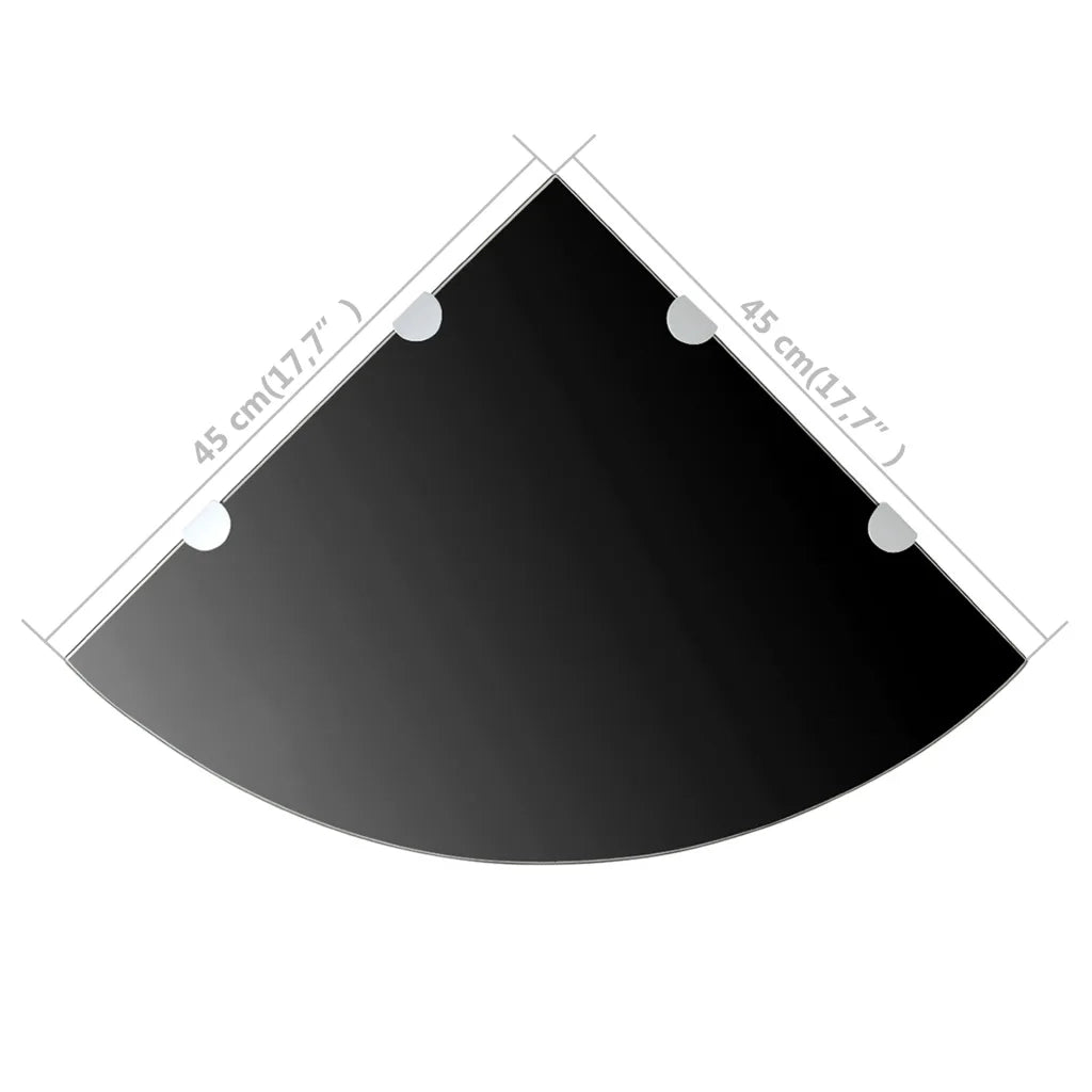 Scaffale Angolare con Supporti Cromati Vetro Nero 45x45 cm 243857