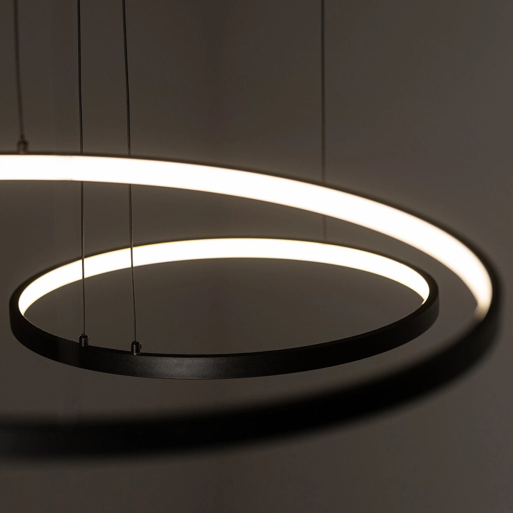 Lampada sospesa nera triplo anello LED Circolo 3000K Nowodvorski
