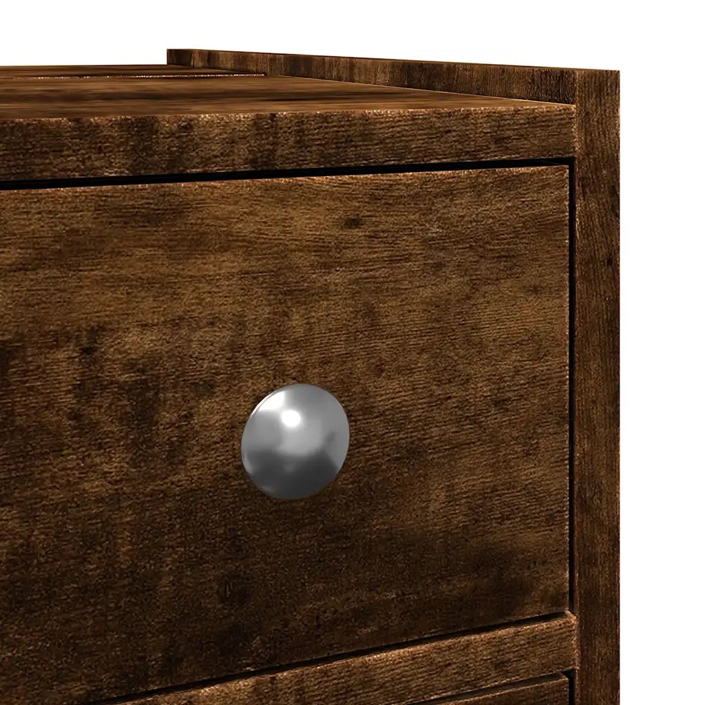 Armadietto da Bagno | Armadio da bagno Stretto con Ruote Rovere Fumo in Truciolato
