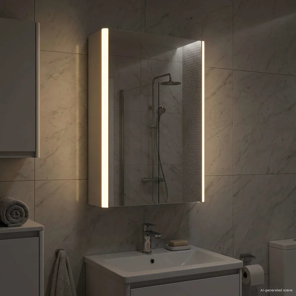 Mobiletto per specchio da bagno Bianco 33 x 11,5 x 50 cm 889215