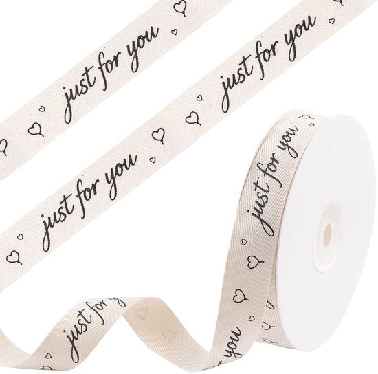 Tessuto di cotone decorativo 2 cm - Biaisband - Pacco di regalo - 20 Metri con stampa "Per te