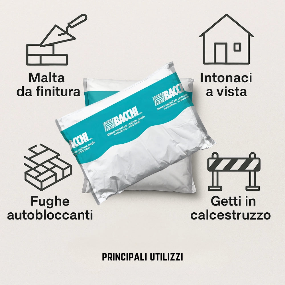 Sabbia fine silicea naturale grana 0-0,6 mm finitura superfici sacco kg 25