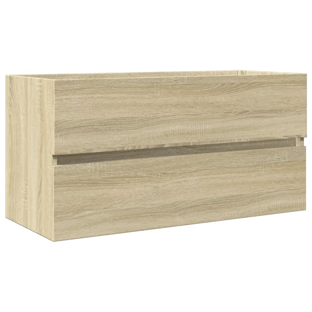 Mobiletto lavabo da bagno a parete dal design moderno e salvaspazio 90 x 38 x 45 cm in legno composito rovere Sonoma 02_0049702
