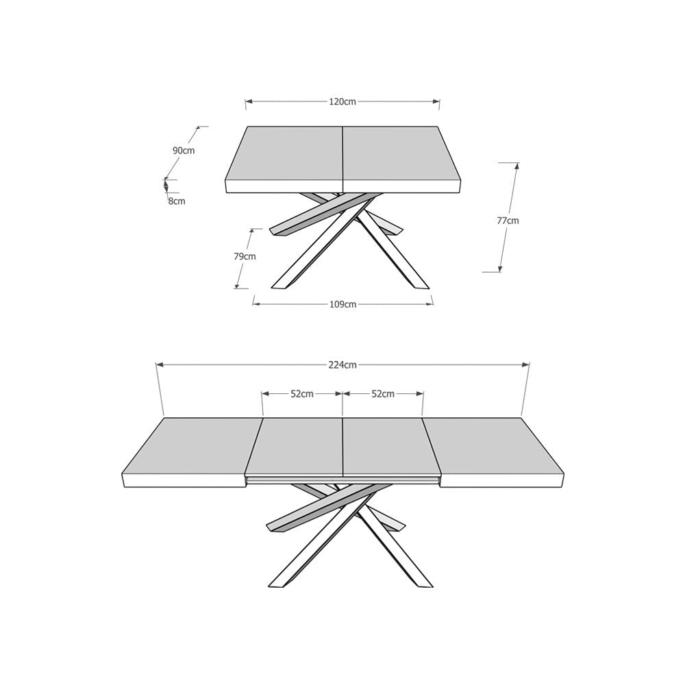 Tavolo Allungabile 120-224x90x77 cm Volantis Noce
