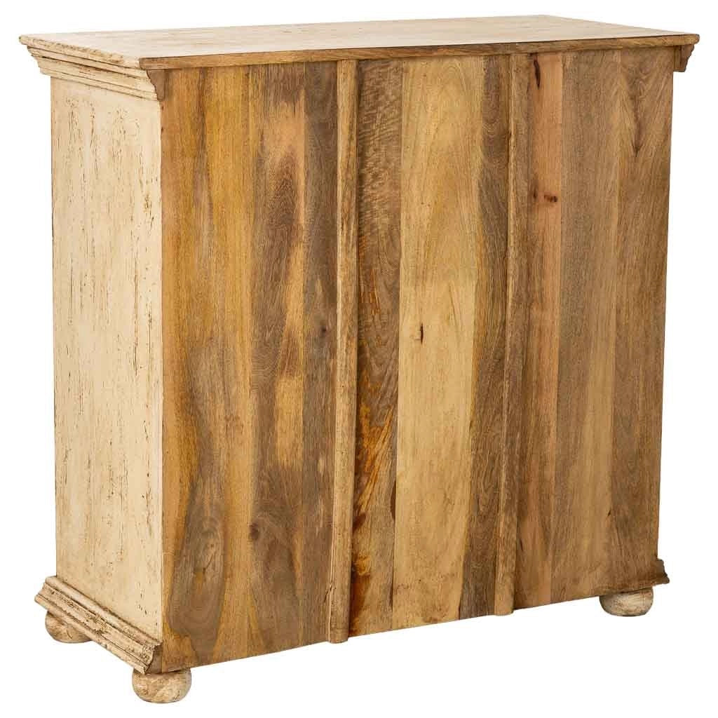 Cómoda de madera artesanal con 5 cajones blanca 100x43x95h cm