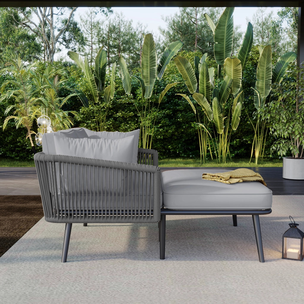 Canap¨¦ de jardin avec 2 coussins et 2 coussins salon de soleil ext¨¦rieur salon de jardin ensemble de meubles de balcon mobilier de salon mobilier de jardin coussins amovibles et lavables gris
