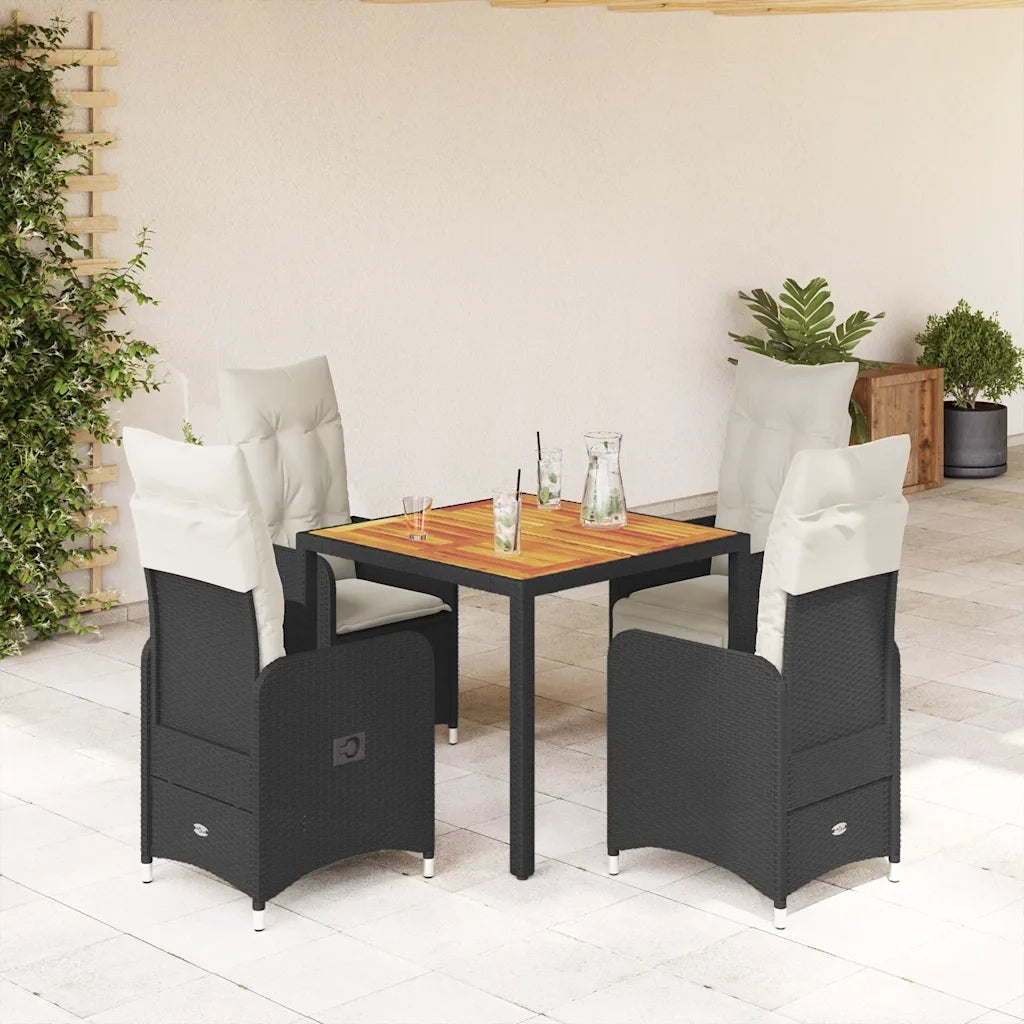 Set Bistrò da Giardino 5 pz con Cuscini in Polyrattan Nero 3276977