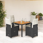 Set Bistrò da Giardino 5 pz con Cuscini in Polyrattan Nero 3276977