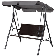 Dondolo da Giardino 2 Posti con Tettuccio Regolabile ¨C Minimal ¨C Marrone Grigio 140x110x151 cm
