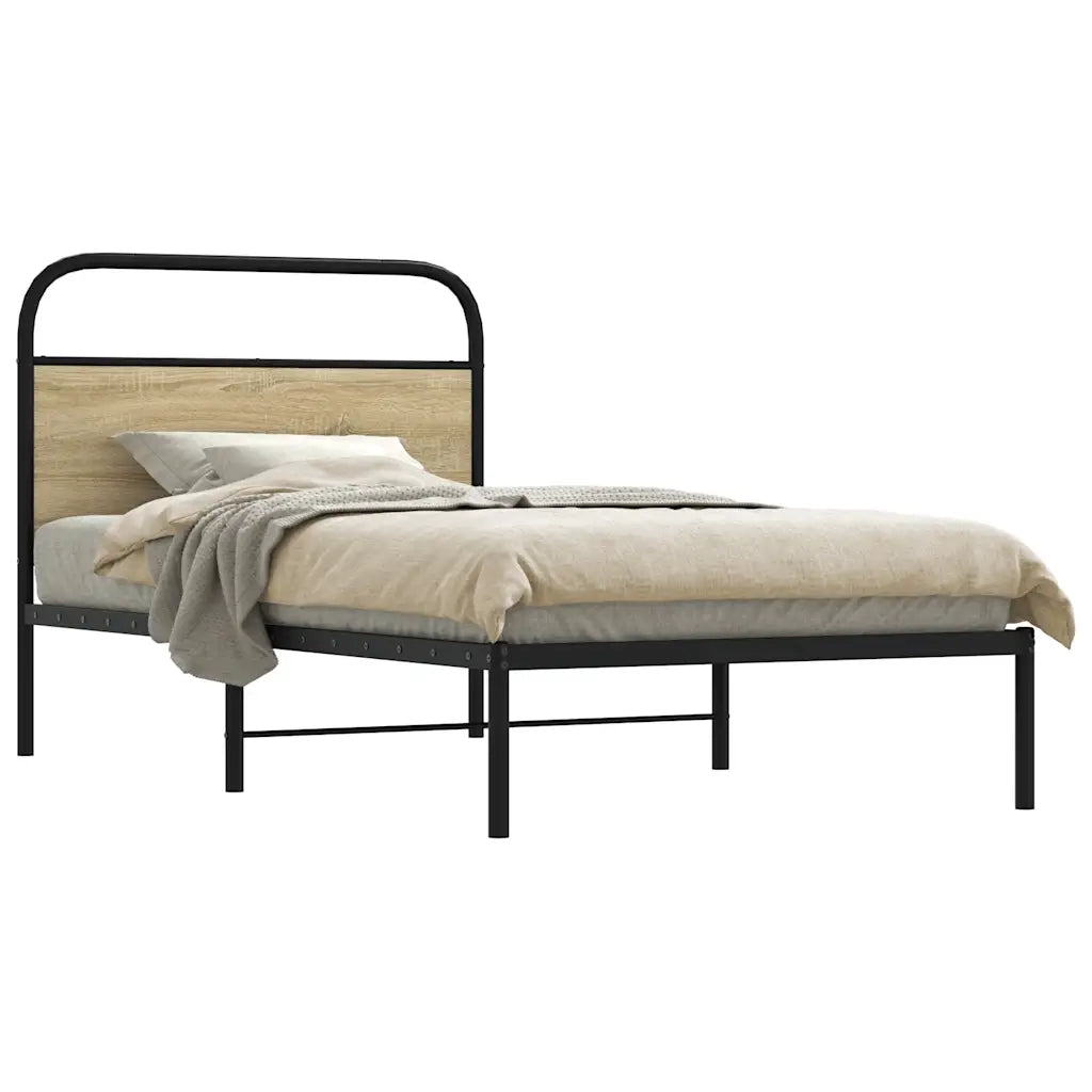 Letto singolo | Letto per adulti | Giroletto senza Materasso Rovere Sonoma 90x200 cm in Truciolato