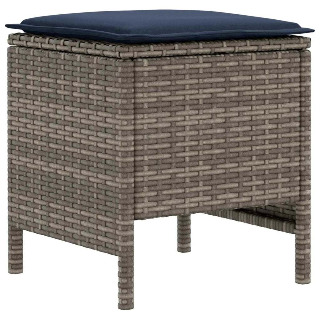 Set di Mobili con cuscino 7 pcs Grigio e Blu Navy Rattan in PE 3422214