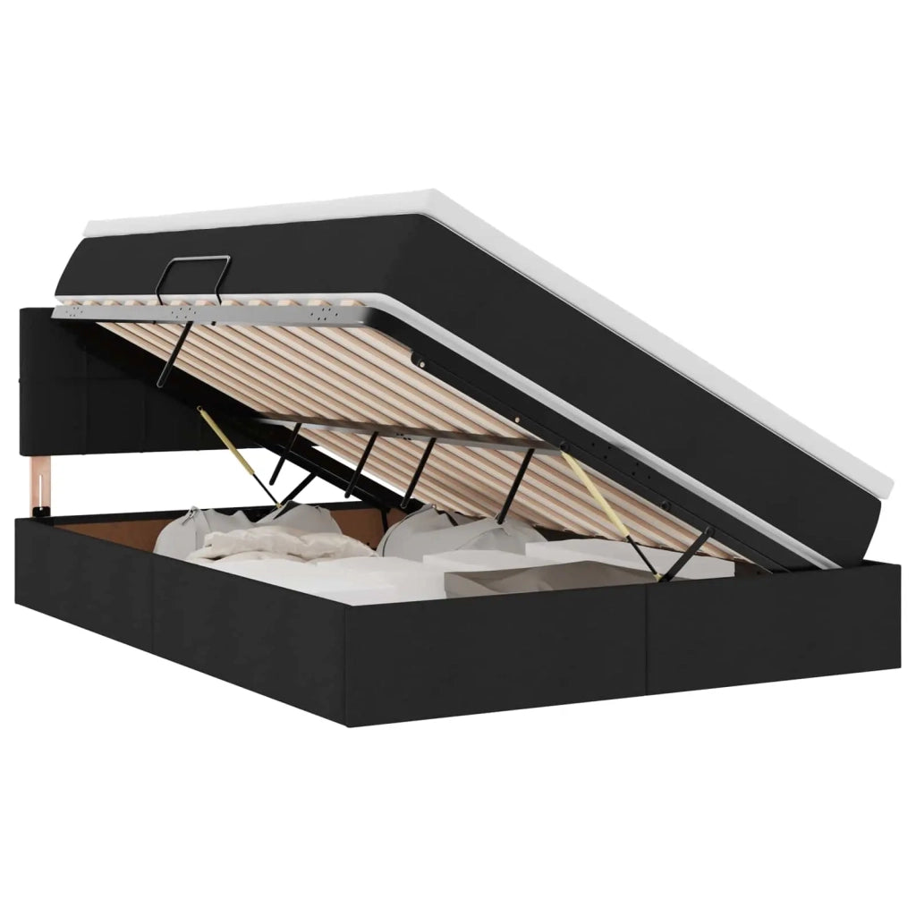 Letto con contenitore e materasso Nero 140 x 190 cm