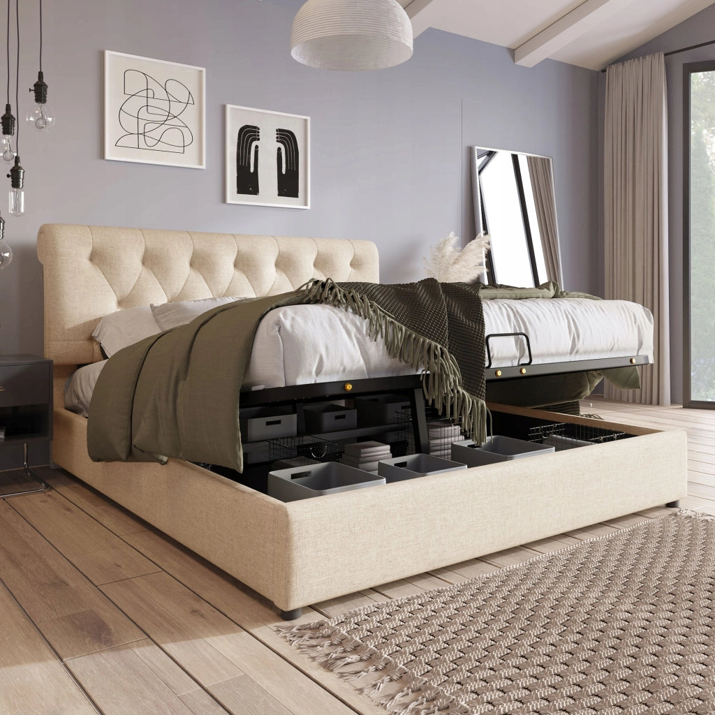 Letto imbottito regolabile - Xylo - 140x200 con testiera regolabile e telaio