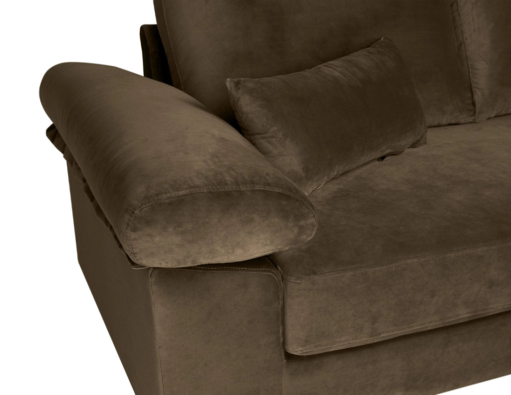 Divano angolare 3 posti con chaise longue destra velluto marrone - Washington - DI-WA09VLT-CLDX