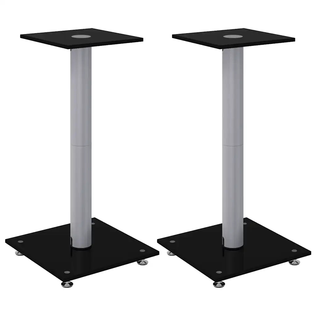 Pedane Casse 2pz Nero Argento Vetro Temperato Design 1 Pilastrocod mxl 126988