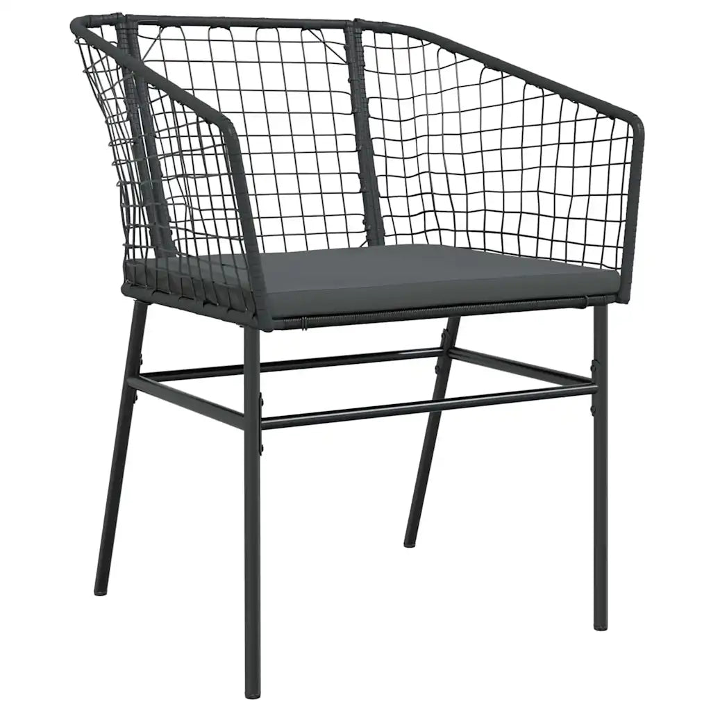 Set da Pranzo per Giardino 3 pcs Nero polyrattan