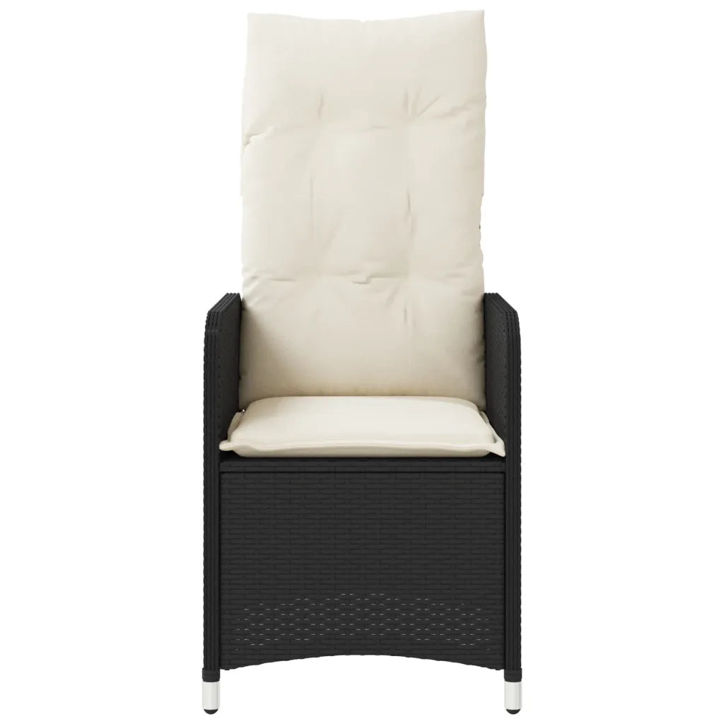 Sedia Reclinabile da Giardino con Cuscini Nera in Polyrattan 365680