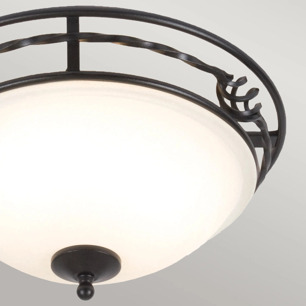 Plafoniera rotonda 36,5 cm 2xE27 nera Pembroke Elstead