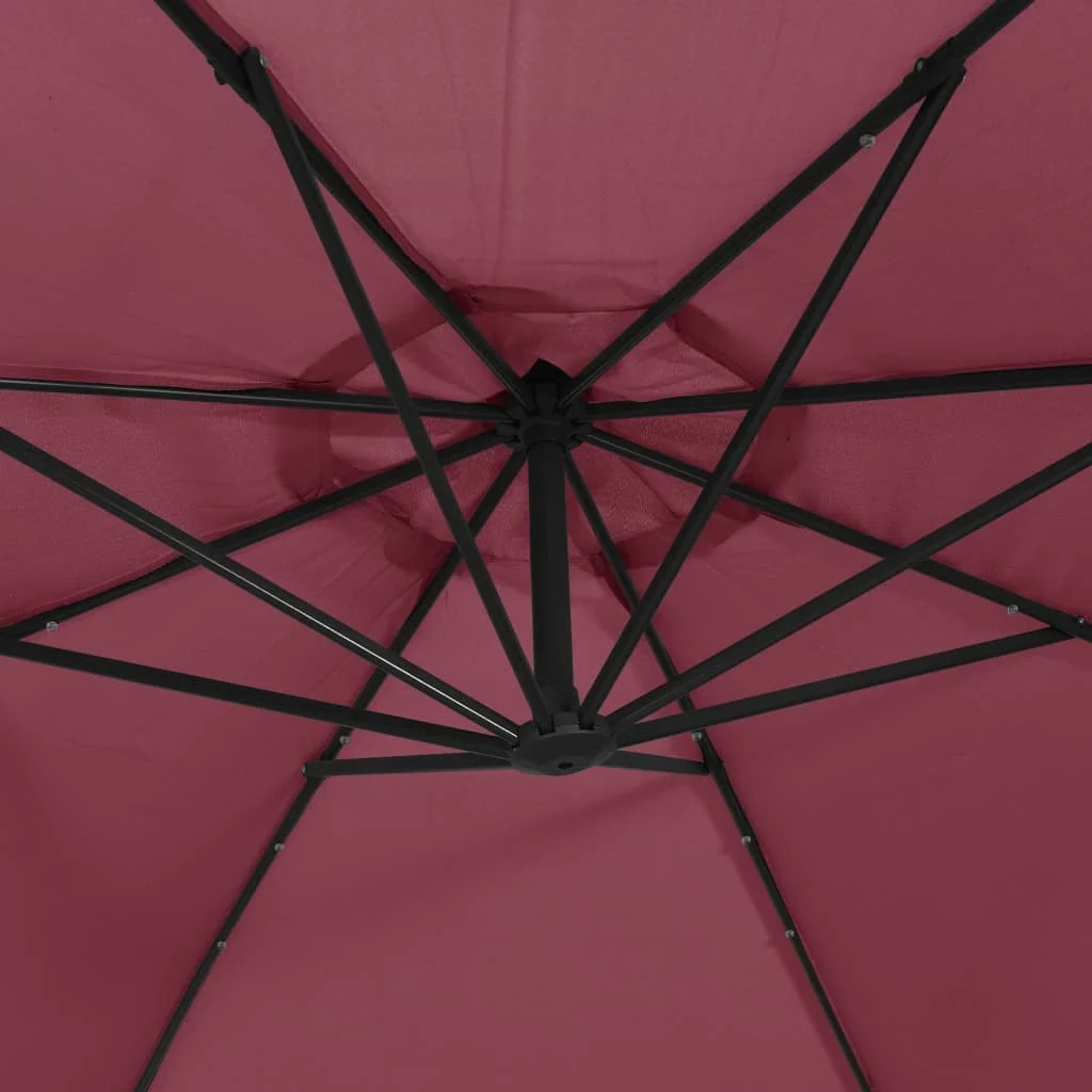 Ombrellone a braccio con luci LED rosso bordeaux 350 cm 02_0008458