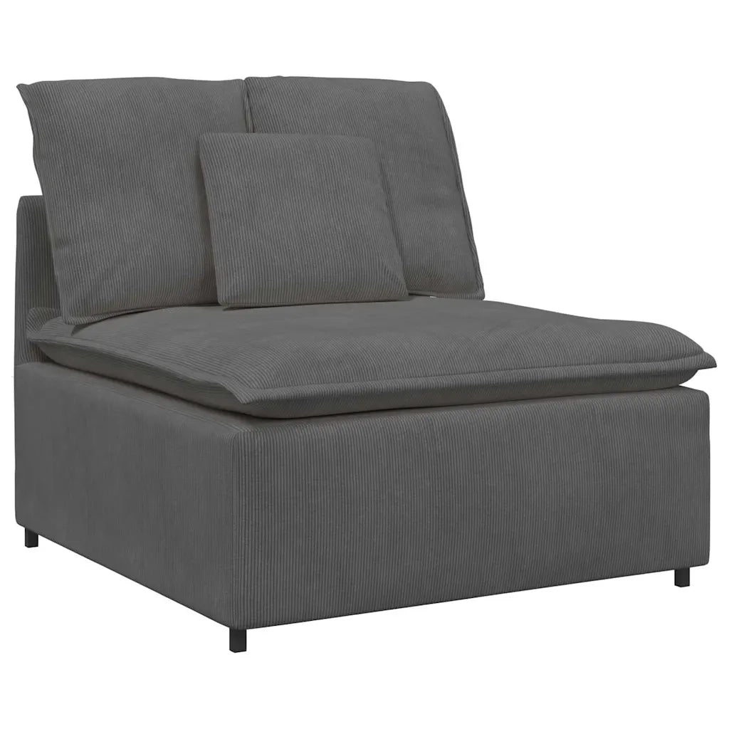 Divano Modulare con Cuscini in Tessuto a Coste Grigio Scuro 3321168