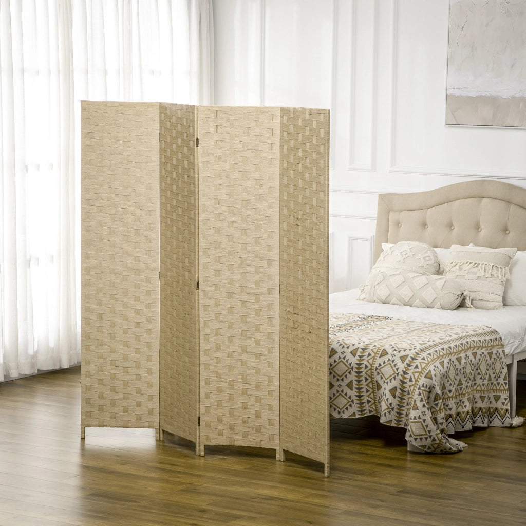 Paravento Separ¨¦ da Interno a 4 Ante in Legno, Pieghevole e Salvaspazio Altezza 170cm, Marrone