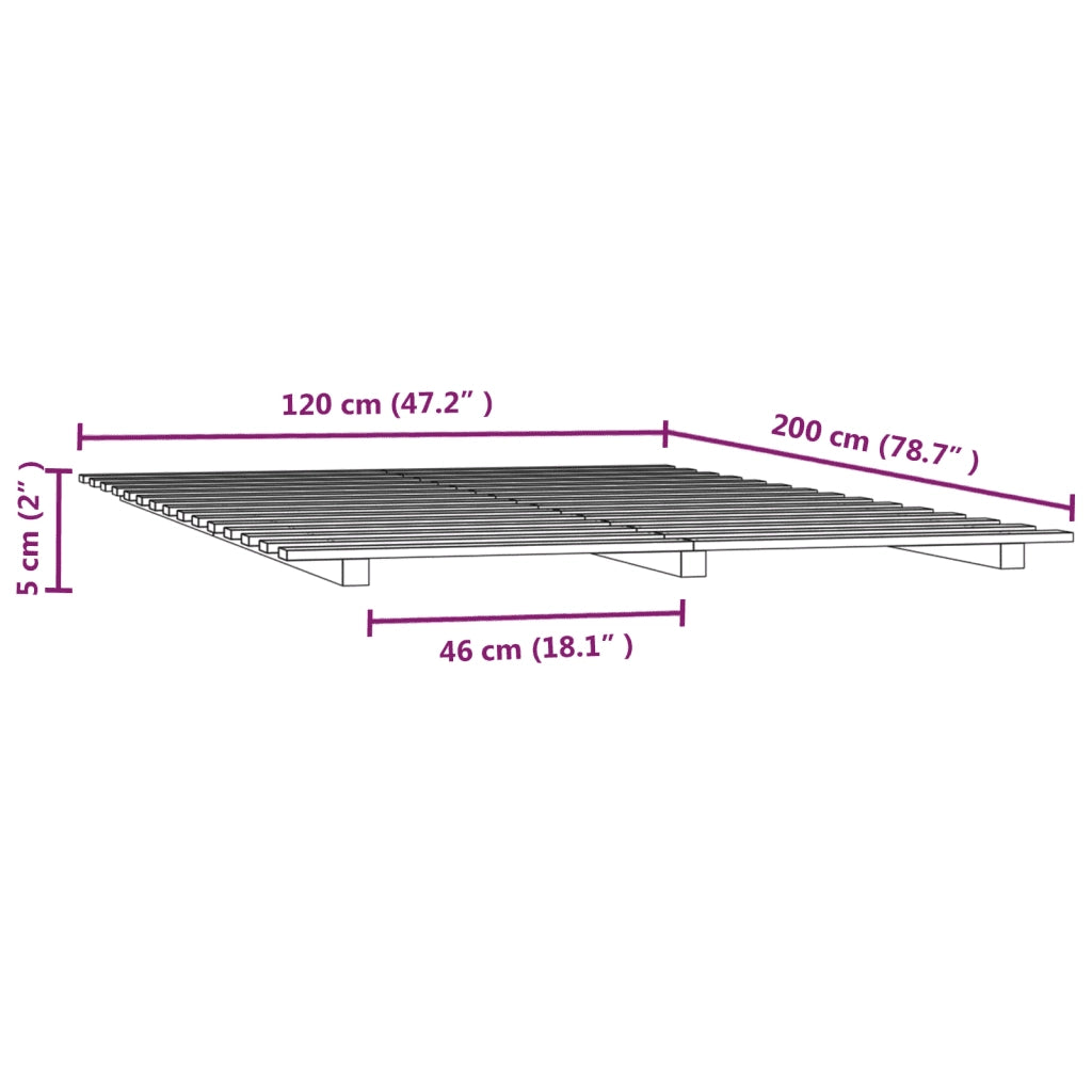 Letto matrimoniale | Letto per adulti | Giroletto senza Materasso Bianco 120x200 cm Legno Massello Pino