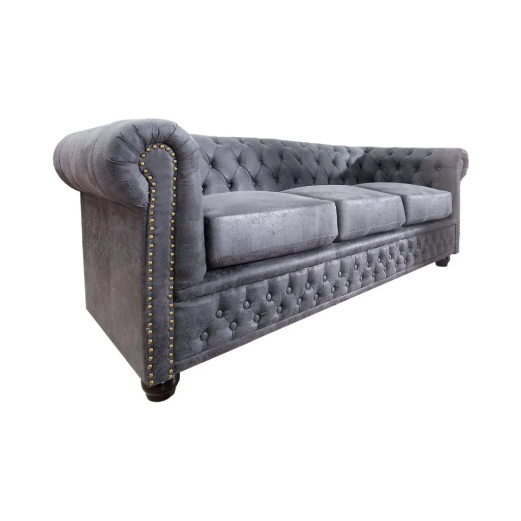 Divano destro EDGAR – Grigio bluastro – 3 posti – Stile barocco
