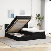 Struttura Letto Pouf con Materassi Nero 180x200 cm in Velluto 3312112