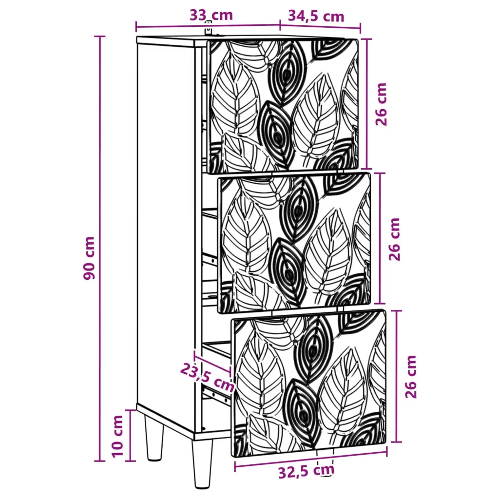 Mobile con Cassetti Legno antico 33 x 34,5 x 90 cm 895083