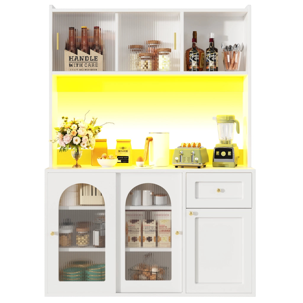 Mobile Buffet con LED e Ripiani Regolabili ¨C MINIMAL ¨C Bianco