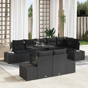 Set Divano da Giardino con cuscino 9 pcs Nero polyrattan 3349209