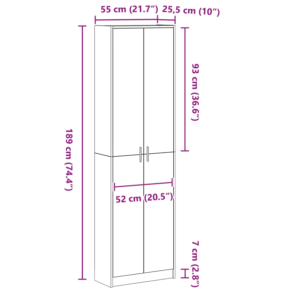 Armadio Bianco 55x25x189 cm in legno ingegnerizzato