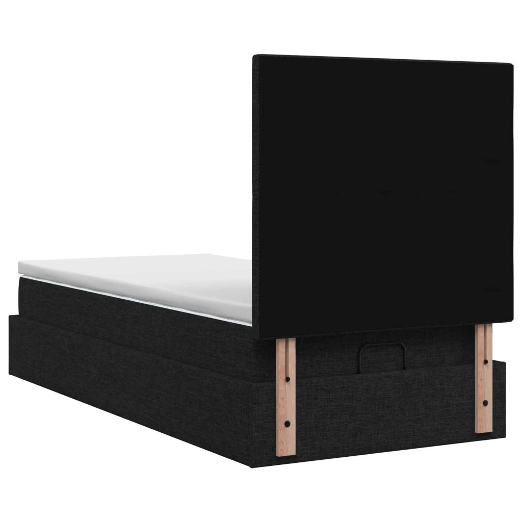 Letto Ottomano con Materasso e LED Nero 90 x 200 cm Tessuto 3458043