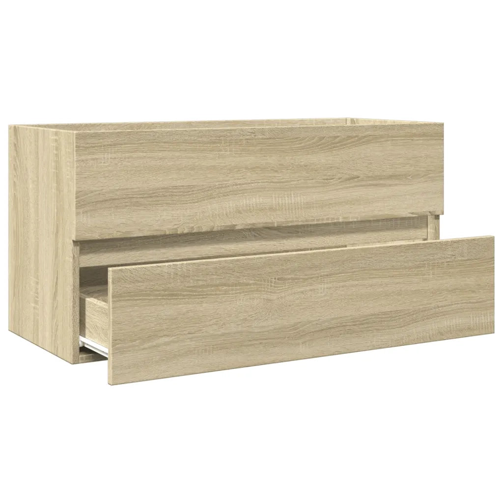 Mobiletto lavabo da bagno a parete dal design moderno e salvaspazio 90 x 38 x 45 cm in legno composito rovere Sonoma 02_0049702