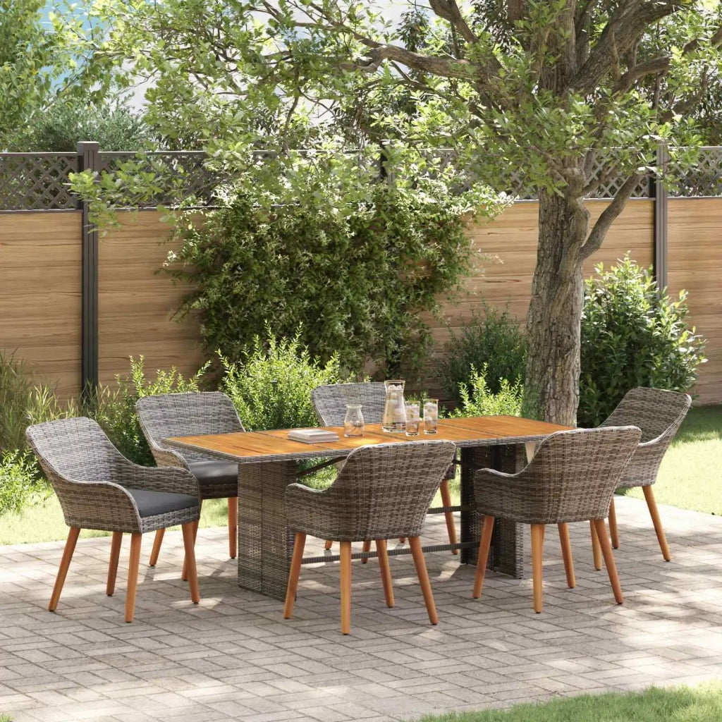 Set da Pranzo per Giardino con cuscino 7 pcs Grigio polyrattan 3261627