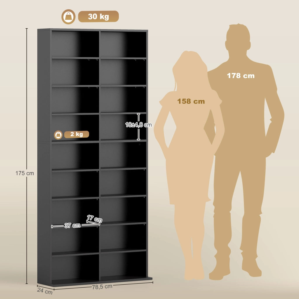 Libreria per CD e Blu-ray ¨C Xylo ¨C 18 scomparti con ripiani regolabili, nero, 640 CD