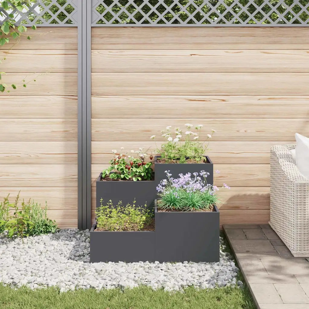 Vaso da giardino Antracite 100 x 100 x 60 cm Acciaio 865864