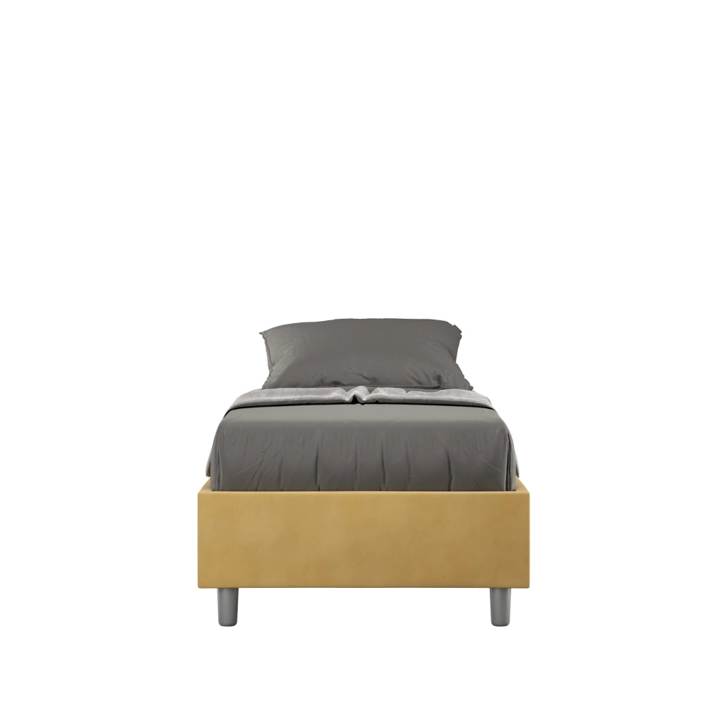 BS COM Letto singolo con rete imbottito 90x190 microfibra ocra