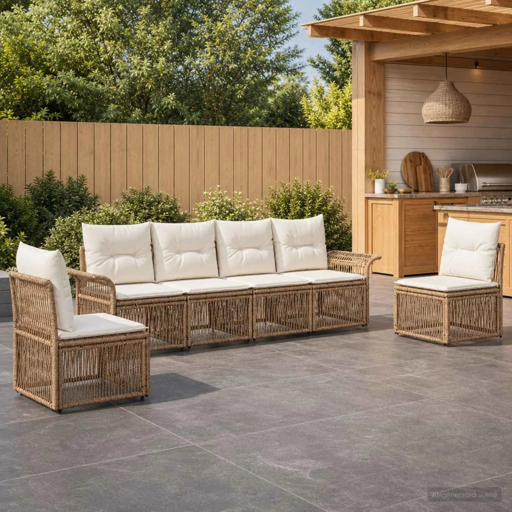 Set Divano da Giardino 6 pz Beige polyrattan 3434793