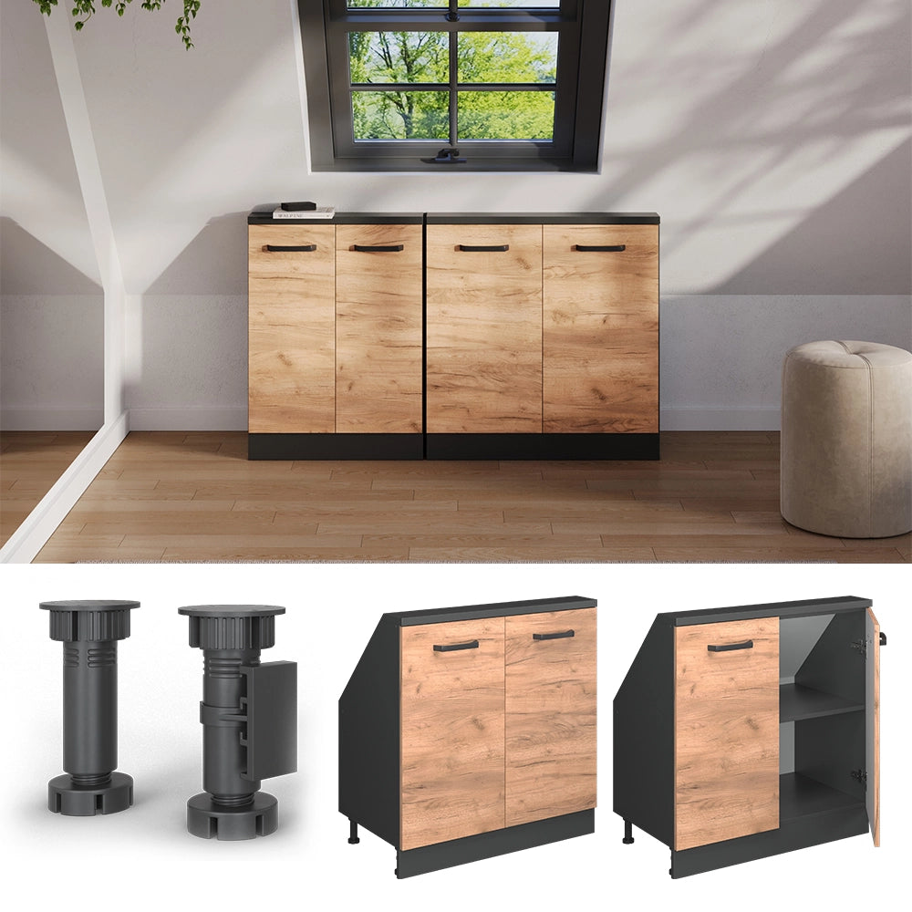 Mobile sottotetto Rion Rovere dorato/Antracite con 2 porte Vicco