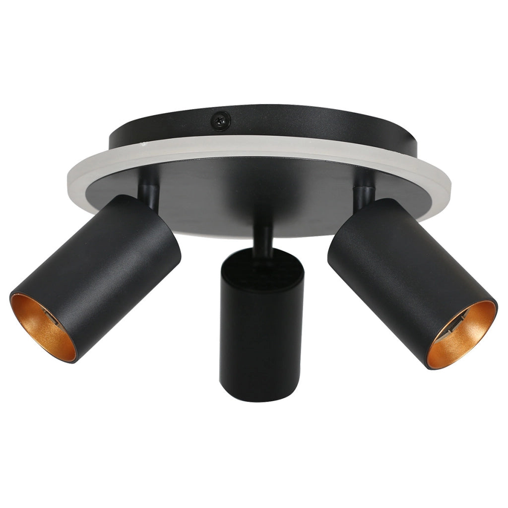 Plafoniera Parma nera 3 faretti orientabili GU10+LED CCT