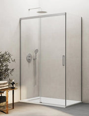 Box doccia THALASSA (BASIC) 1+1 con lato fisso laterale 130x80 cm Nichel vetro trasparente