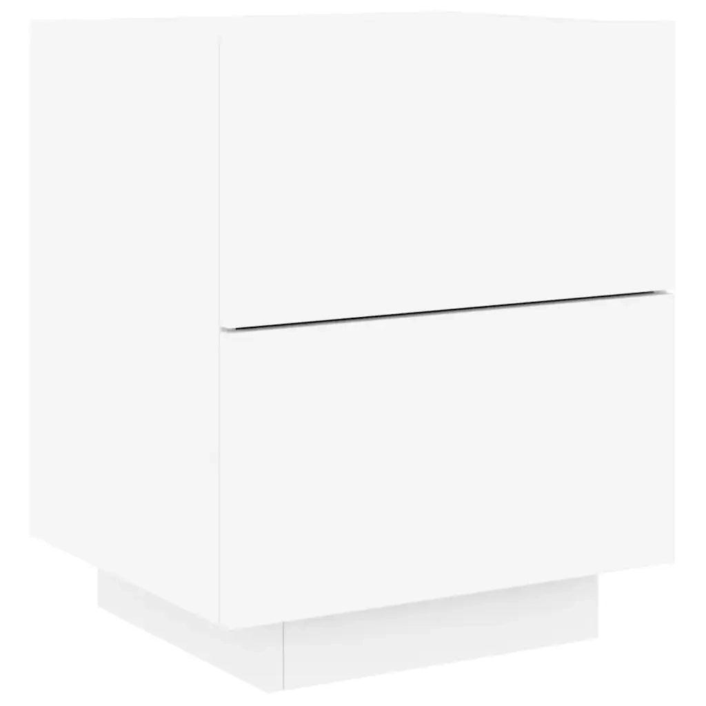 Comodino con Luci LED Bianco in Legno Multistrato 836735