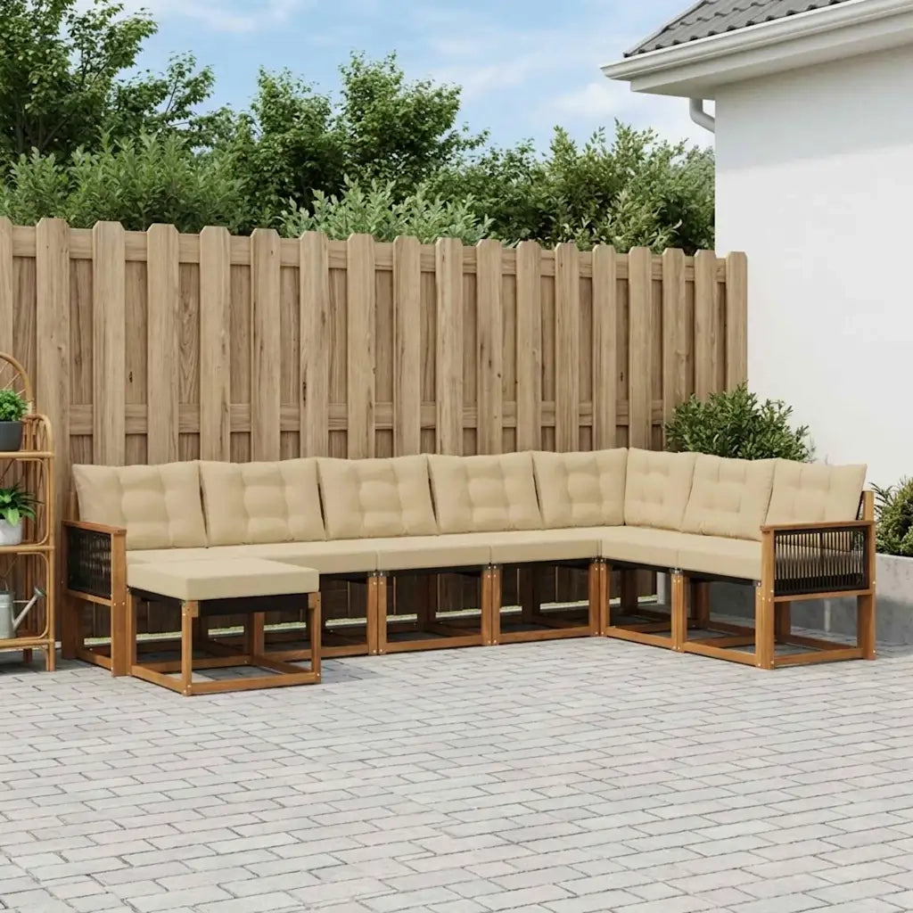 Set di divani da esterno con cuscino 8 pcs Naturale e Beige 3382145