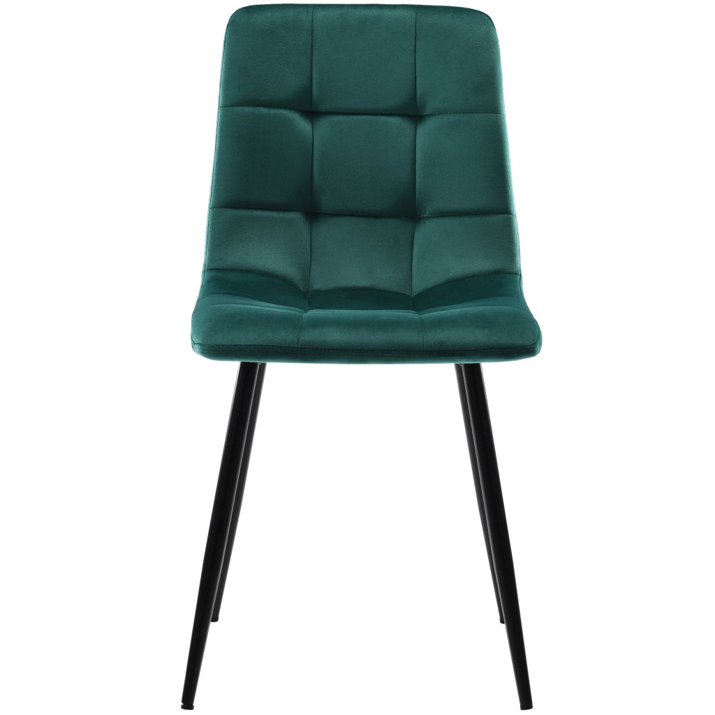 Set Tavolo da Pranzo Rotondo con 4 Sedie ¨C Xylo ¨C Piano Bianco MDF, Gambe Metallo Oro, Velluto Verde, ?100 cm